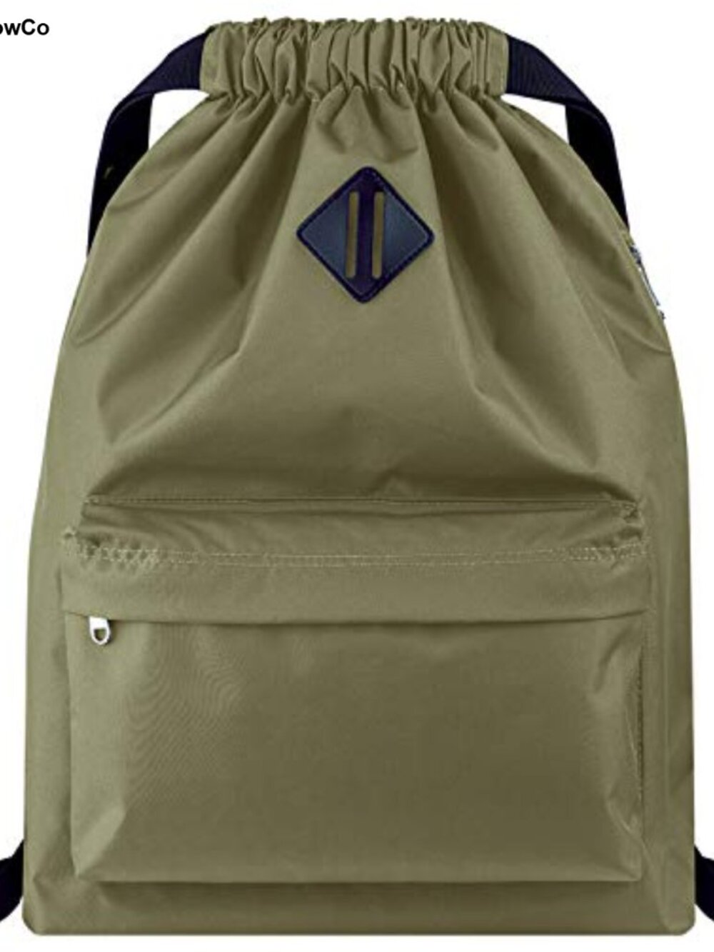 Drawstring Backpack Nylon Gym Bag with Front & Side Pockets